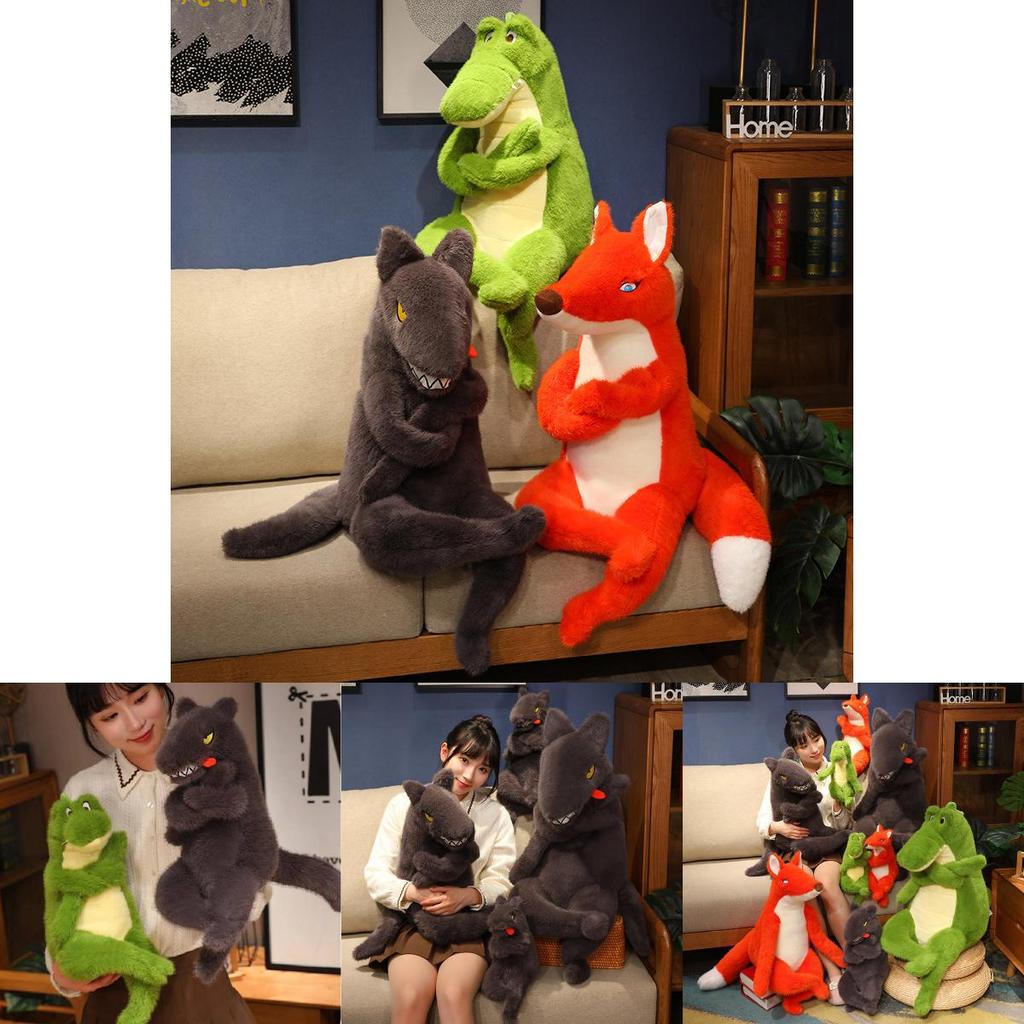 Adorable peluche crocodile vert, mignon faux loup et renard, jouet en peluche pour enfants