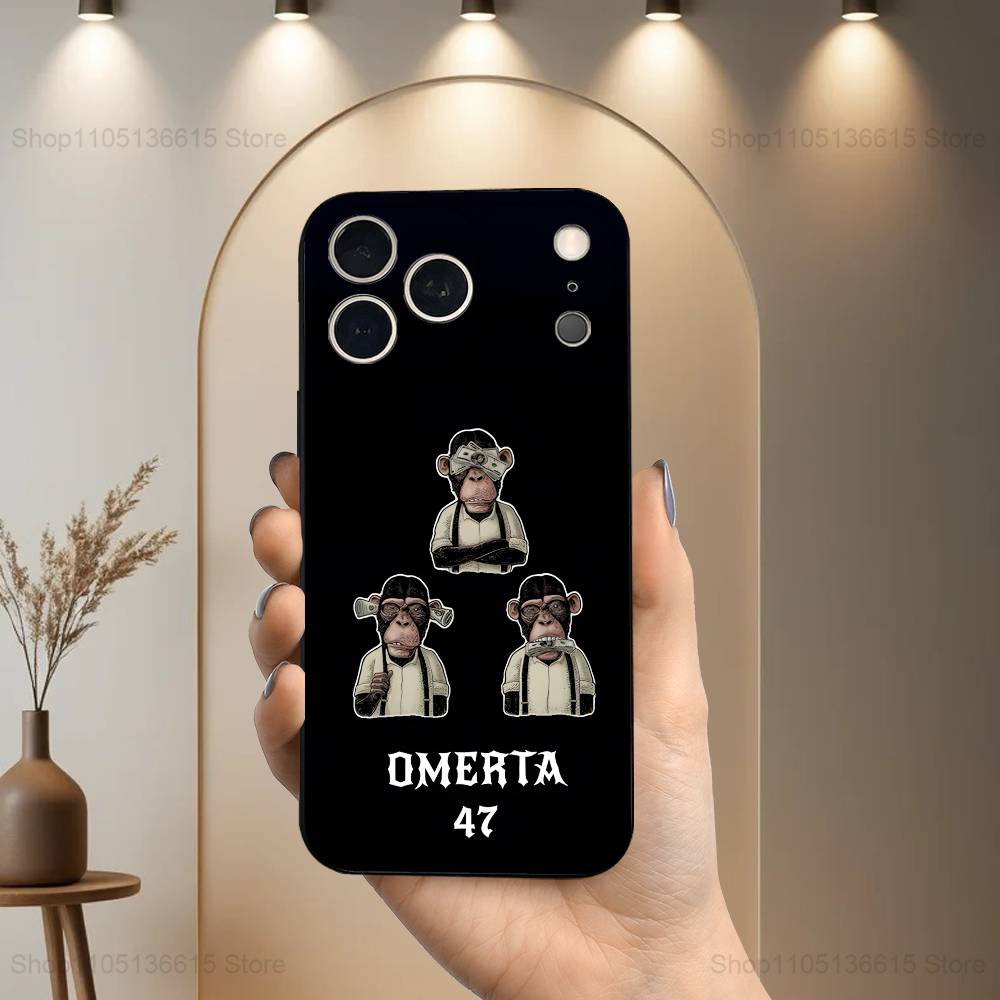 Singer 47 O-Omerta M-Maes Pouzdro na telefon Pro iPhone 17,16,15,14,13,12,11 Plus,Pro Max,XS,X,XR,SE,Mini,8,7,Měkký silikonový černý kryt
