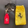 Ferrari Official Leather Keychain Red Logo Key Ring Horse Emblem Genuine Rare