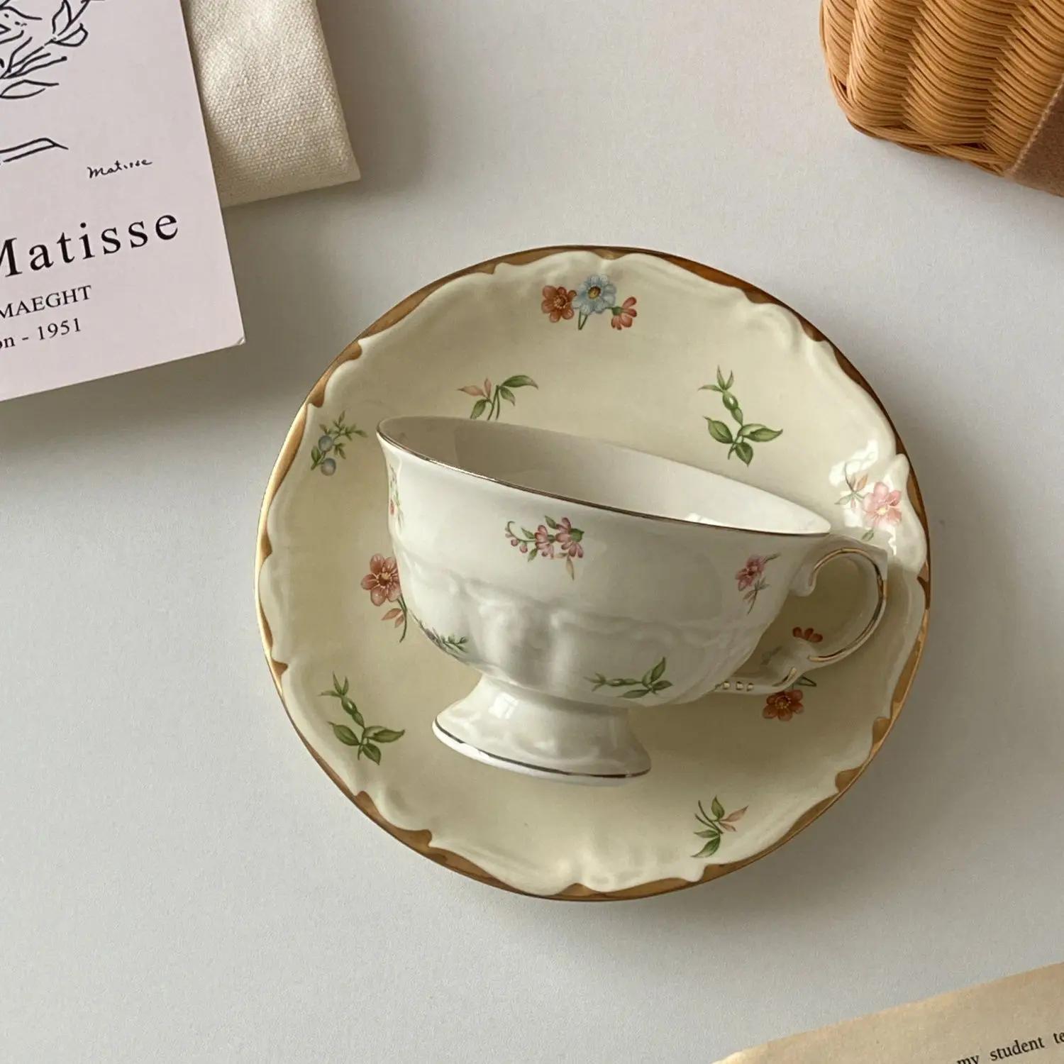 

Фрагментированные цветы в европейском стиле, керамический кофейный набор, легкая роскошь, деликатная чашка для послеобеденного чая, кофейная чашка 200ml