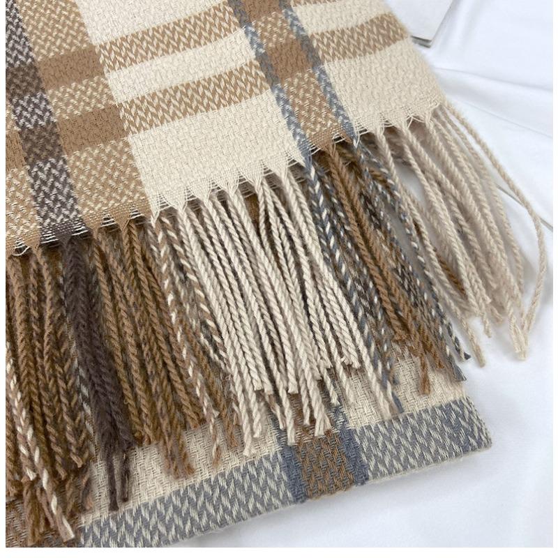 Karierter Schal - Premium Weicher Warmer Strickschal in Erdtönen, Vintage Modernes Design für Wintermode & Layering, Langlebiges Gemütliches Accessoire