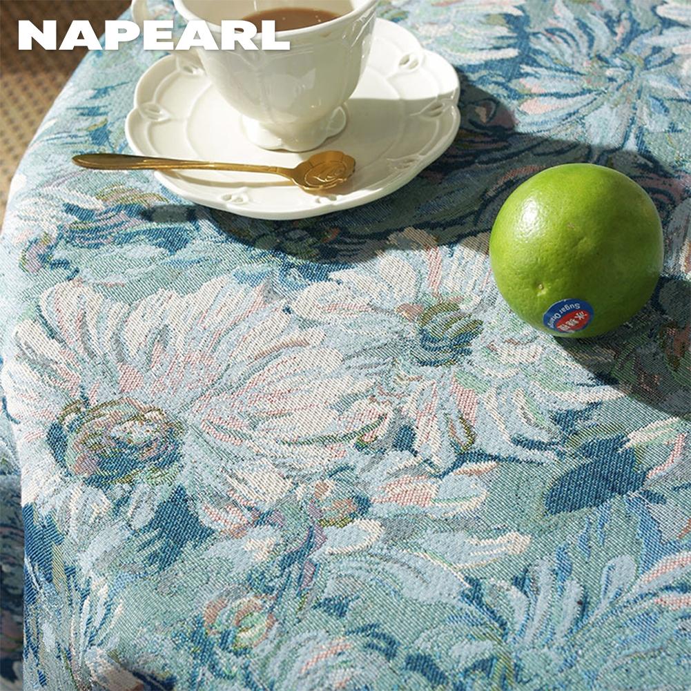 1PC NAPEARL Fashionable Art Cotton and Linen Fabric Printed Comfortable Tassels Tablecloth Table Decoration