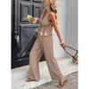 Ensemble 2 pièces élégant : Haut rayé sans manches à encolure en V et Pantalon large taille haute, Tenue décontractée d'été pour les vacances