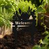 Modern Yard Art Welcome Decorative Sign, Wildflowers/Vegetables Silhouette Black Garden Stake, Outdoor Soil Insert Acrylic Rustic Lawn Sign for Front