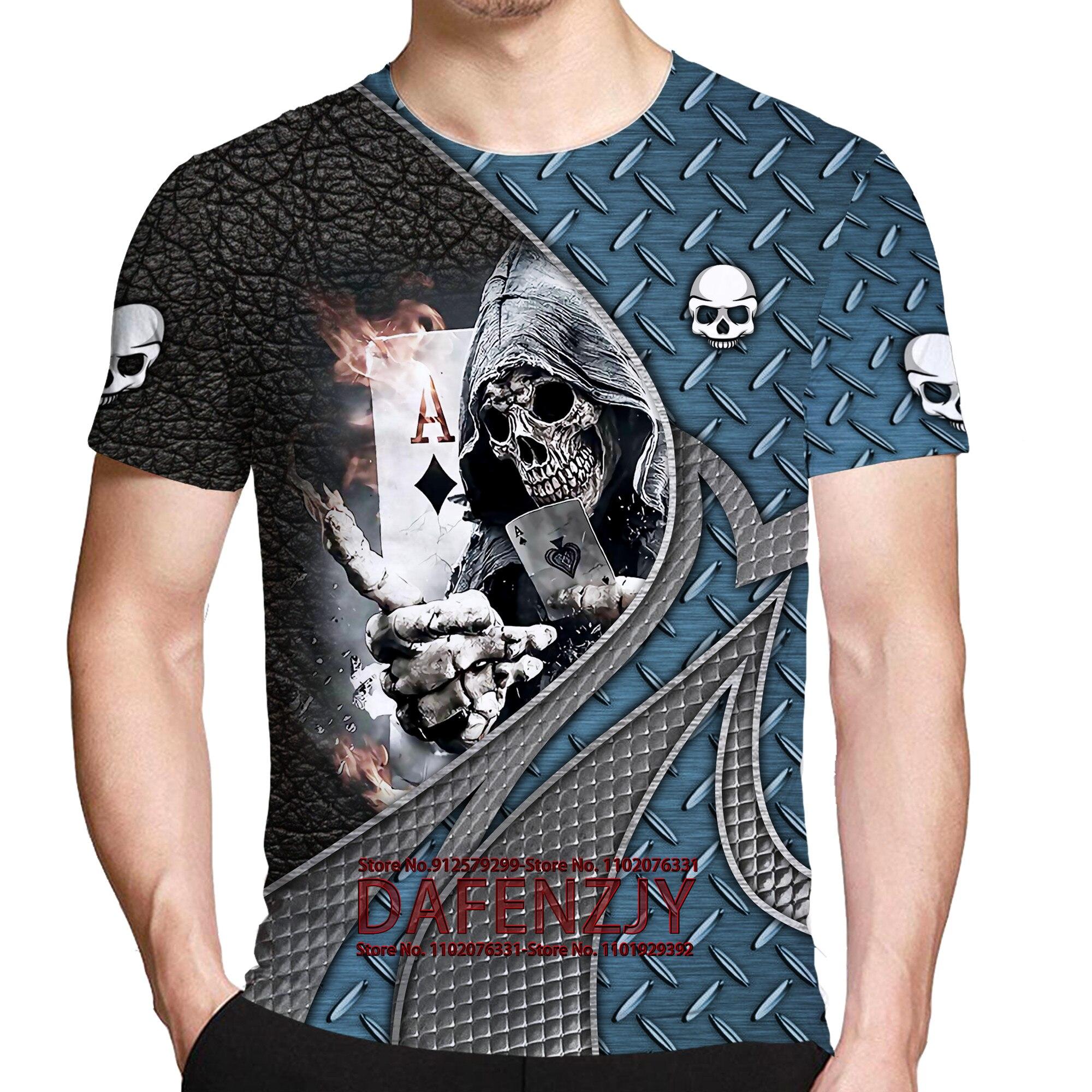 

Футболка с черепом в металлическом стиле Мужская футболка в стиле панк Футболки в стиле рок Футболка с 3D-принтом Винтажная готическая мужская одежда Летние топы
