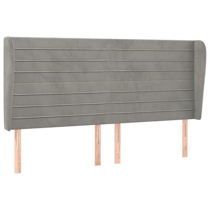 VidaXL Tête de lit avec oreilles Gris clair 203x23x118-128 cm Velours3118162