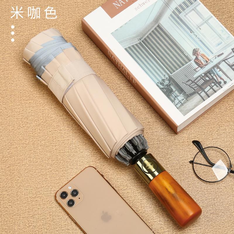 10-Bone bronze brushed reverse umbrella, automatic umbrella, folding vinyl parasol, three-fold umbrella