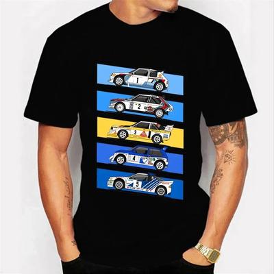 2025 Neues Modell Herren Gruppe B Rallyeauto Lustiges T-Shirt Baumwolle Kurzarm Oberteil Hip Hop Streetwear Sommer Mode 86