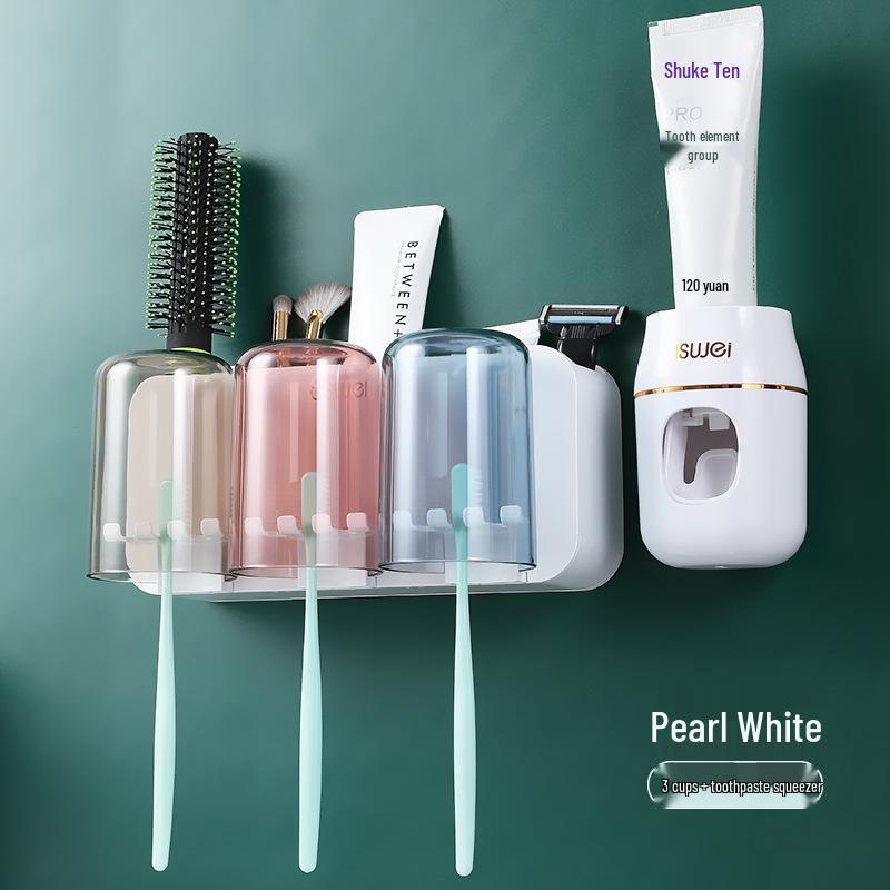 Wall-Mounted No-Punch Toothbrush & Rinsing Cup Set