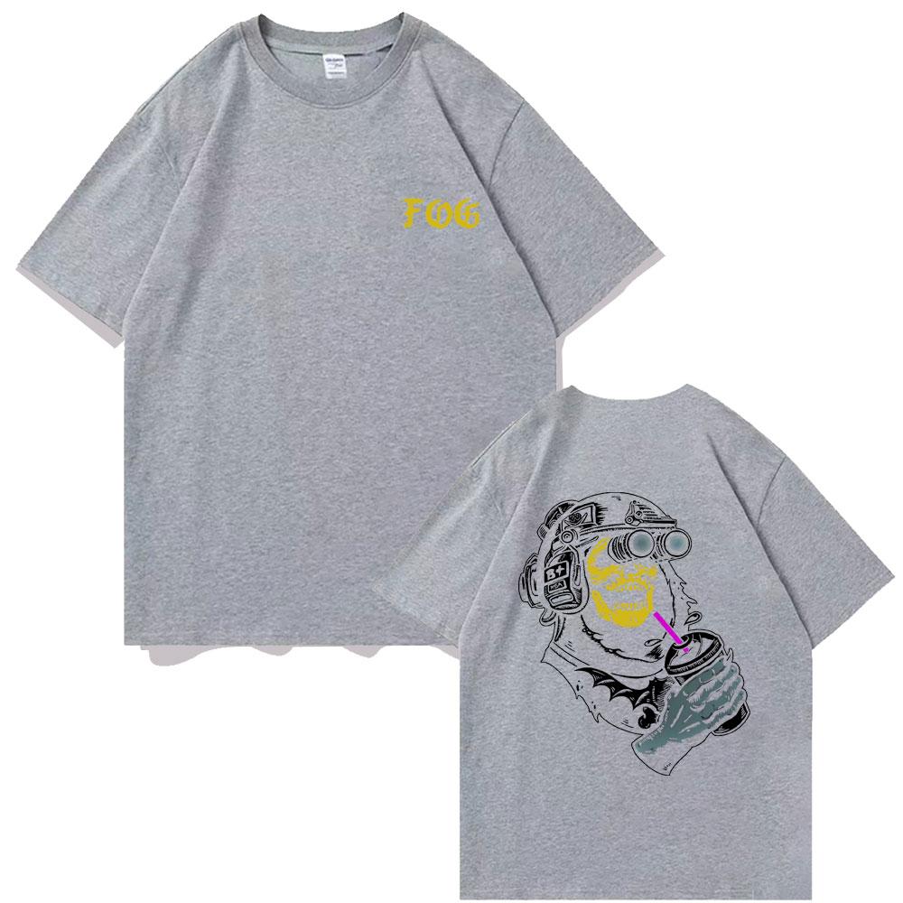 Forward Observations Group T-Shirt Gothic Skelett Grafikdruck T-Shirt Herrenmode Schwarze T-Shirts Männlich Vinatge Kurzarm