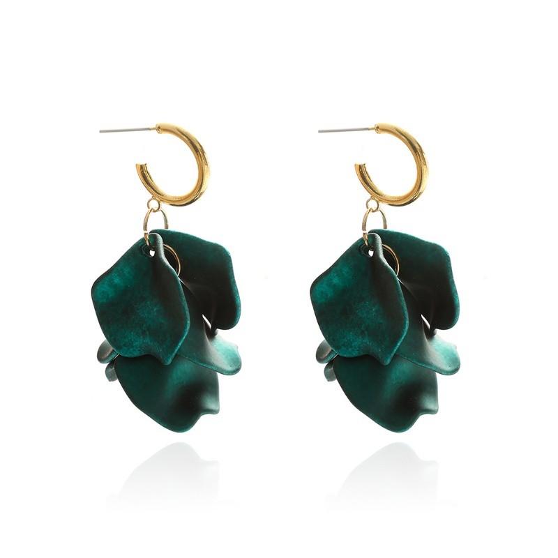 Pinkdudu Modische Rosenblütenblatt-Hängeohrringe Harz Perlmuttglanz Blumenohrringe Damen Schmuck PD2386