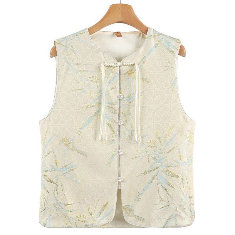 

Весенний однотонный ретро универсальный жилет с темпераментом год мама 2025 топ M [Recommended below 50kg] абрикосовый