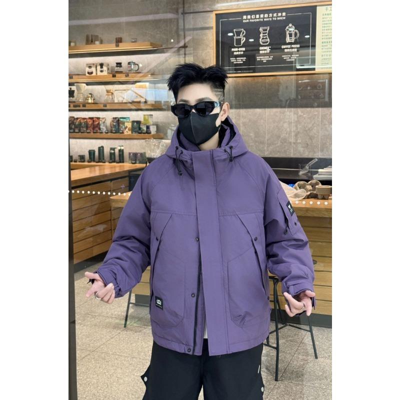 Winter Workwear Hooded Down Jacket Men's Trend 2025 Loose Outdoor Function Warm Duck Down Jacket Men's Cotton Clothes