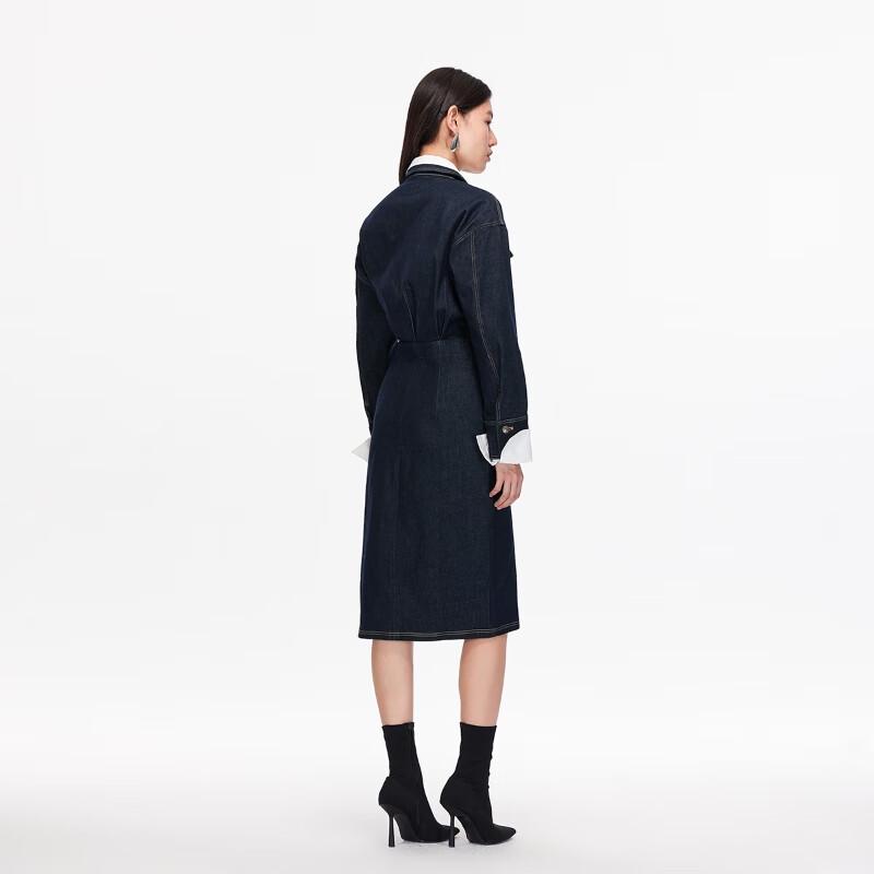 VEROMODA Detachable Collar & Cuff Denim Midi Dress