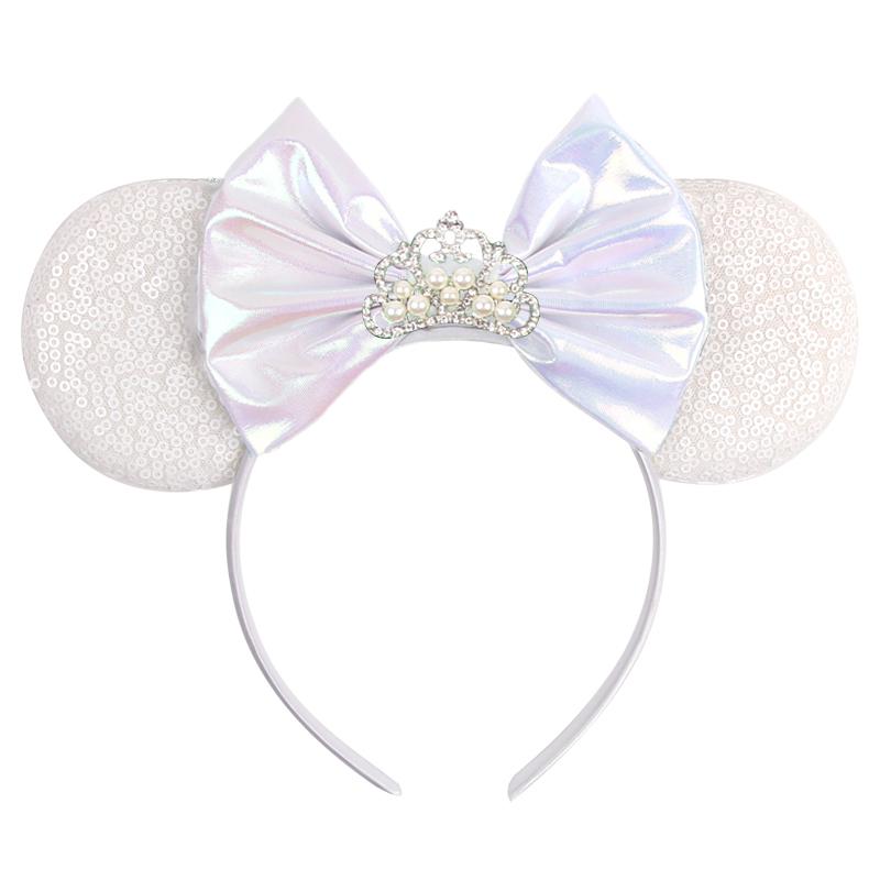 Trip Mickey Ears Headband For Girls Women Sequin Castle 5"Bow Hairband Festival Party Cosplay DIY Hair Accessories