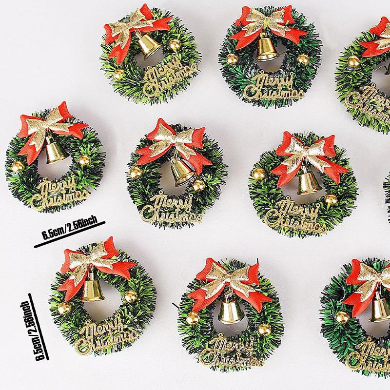5/10 Pack Mini Christmas Wreaths, Holiday Plastic Ornaments, Artificial Holiday Tree Decorations, No Feathers, No Batteries Requ