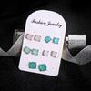 European & American Minimalist Geometric Zircon Stud Earrings - 5 Multicolor Pairs