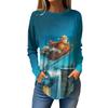 Tee Shirts For Women Casual Round Neck Long Sleeve Shirts Christmas Printing Top Pullover