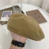Woolen beret children autumn and winter new French beret versatile Internet celebrities show face small metal label painter hat