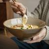 8-inch Thread Bamboo Hat Bowl Large Ceramic Bowl Japanese High Leg Lamian Noodles Bowls Kitchen Dining Bar Tableware Bowls