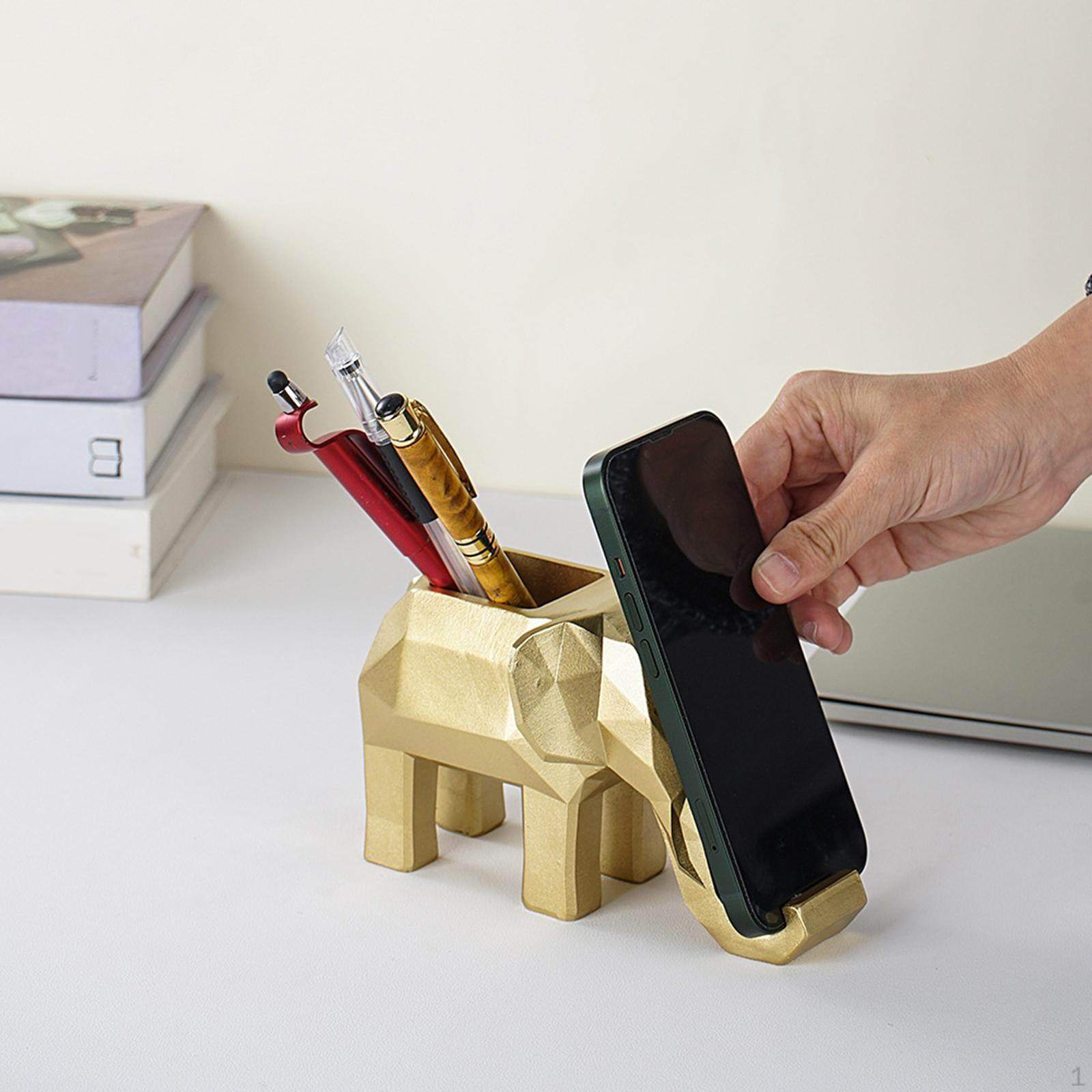 

Geometric Elephant Figurine Animal Sculpture Pen Holder Collection Modern Decorative Statue for золотой