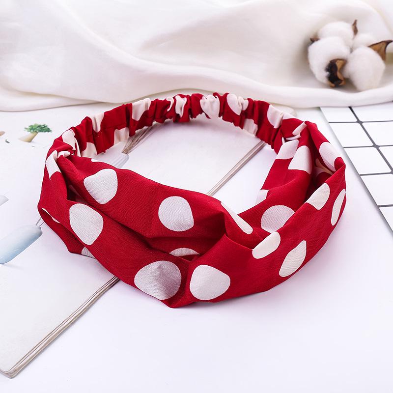 Korean Style Chiffon Elastic Headband: Spring/Summer Printed Makeup & Sports Hair Accessory красный