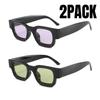 2PACK Small Rectangle Sunglasses Women Men Vintage Brand Designer Square Luxury Sun Glasses Shades Female Camber Concave Glasses