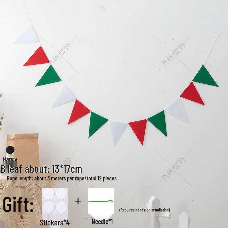 Yellow-Green Felt Pennant Bunting for Kids' Birthday or Kindergarten Decor