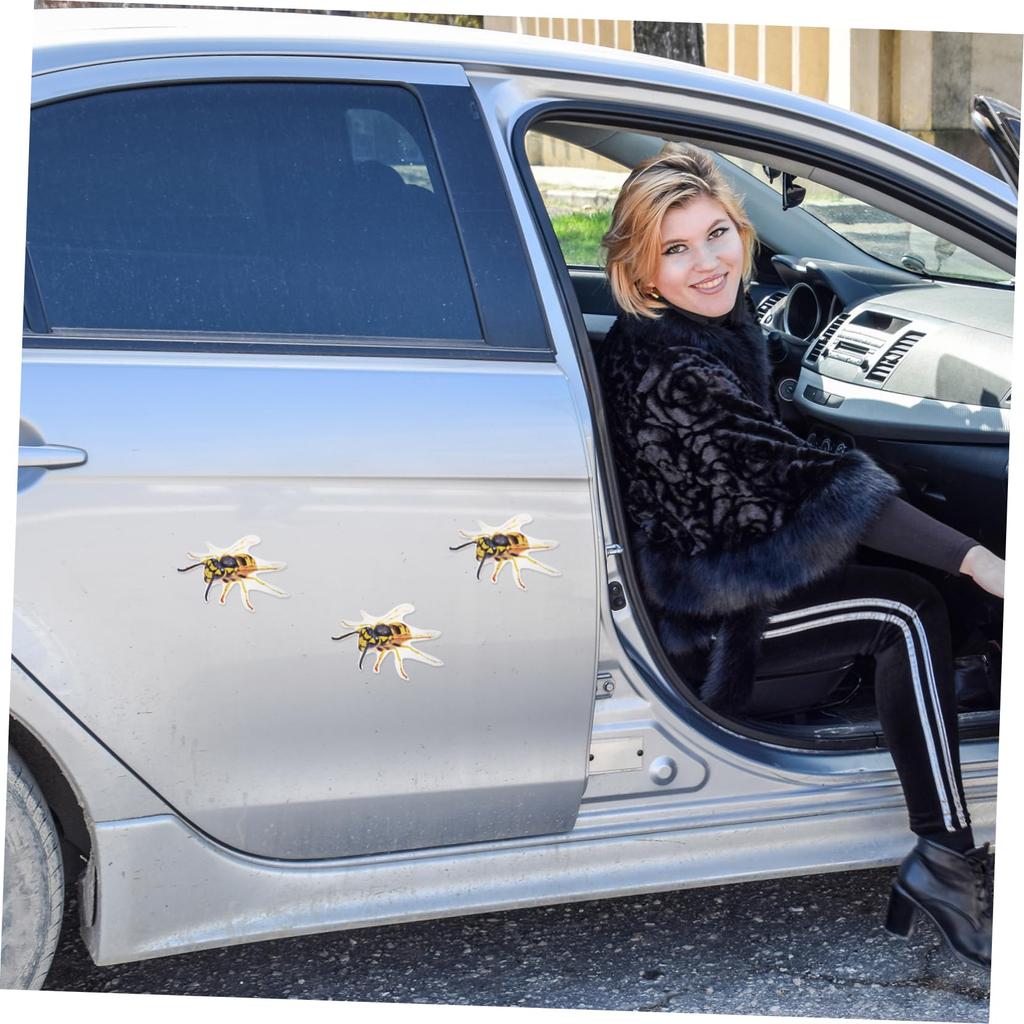 HEALEEP 2 Pcs Car Sticker Rearview Mirror Seal Bee Decal Wasp Sticker PVC Decoration 3D