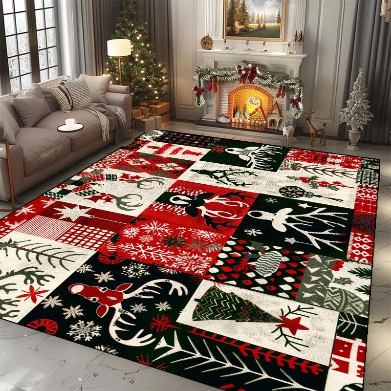 Weihnachtsteppich im amerikanischen Stil für Wohnzimmerdekoration Sofa Couchtisch Bereichsteppiche für Schlafzimmer Großer Bereich Bodenmatte Waschbar