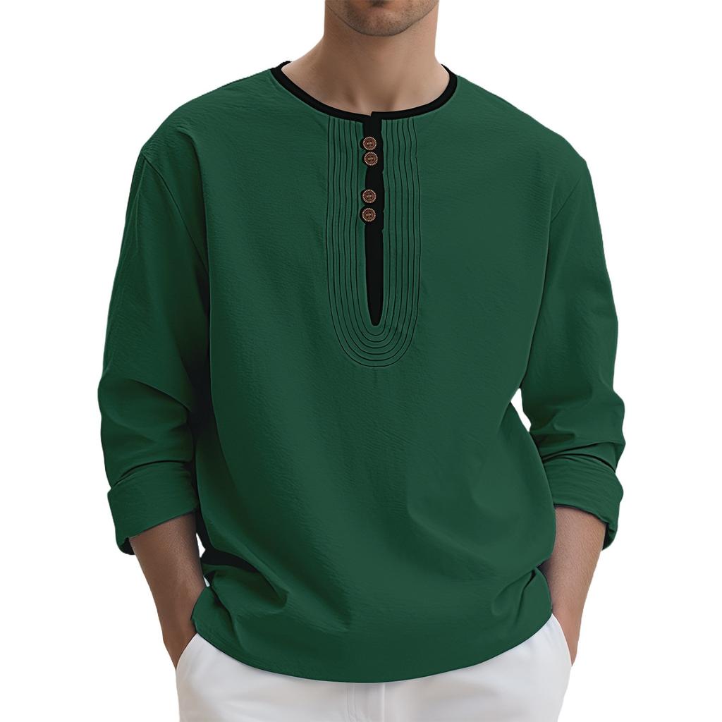 New Solid Color Linen Design For European And American Men's Casual Sports