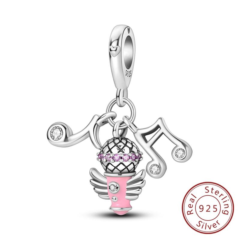 

Charms Original Copper Pink Microphone Note Pendant Beads Fit Bracelet Women Jewelry Diy Fine Gift Accessory
