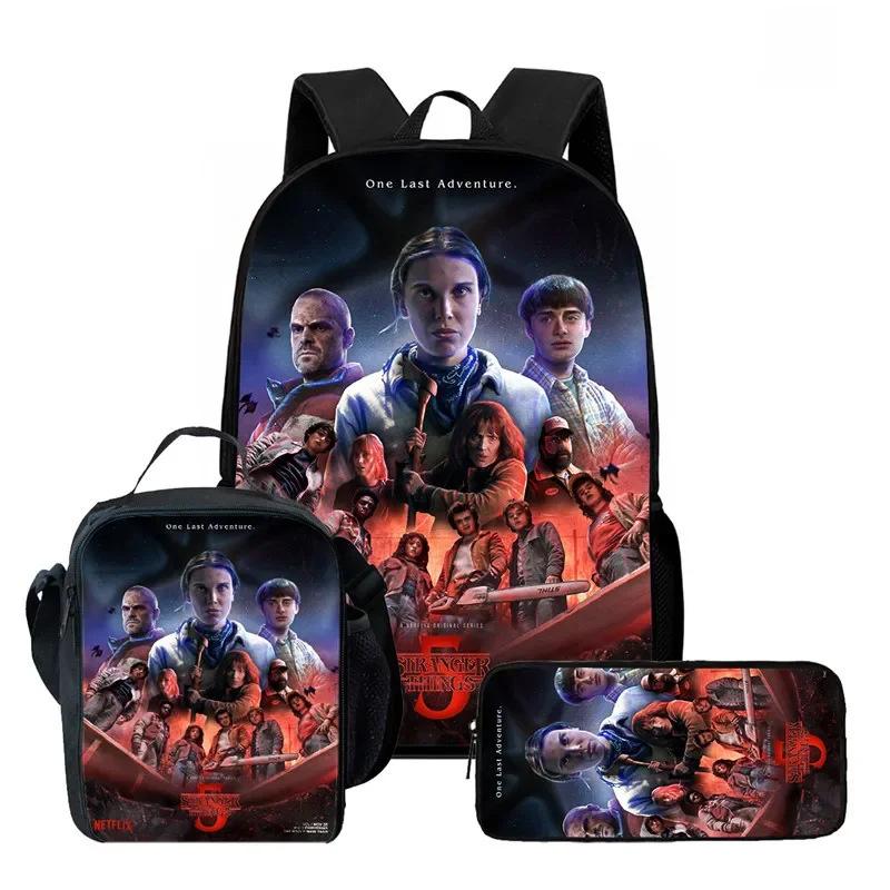 Strangertings Stranger Things Student School Bag Children'S Backpack Satchel Pencil Case