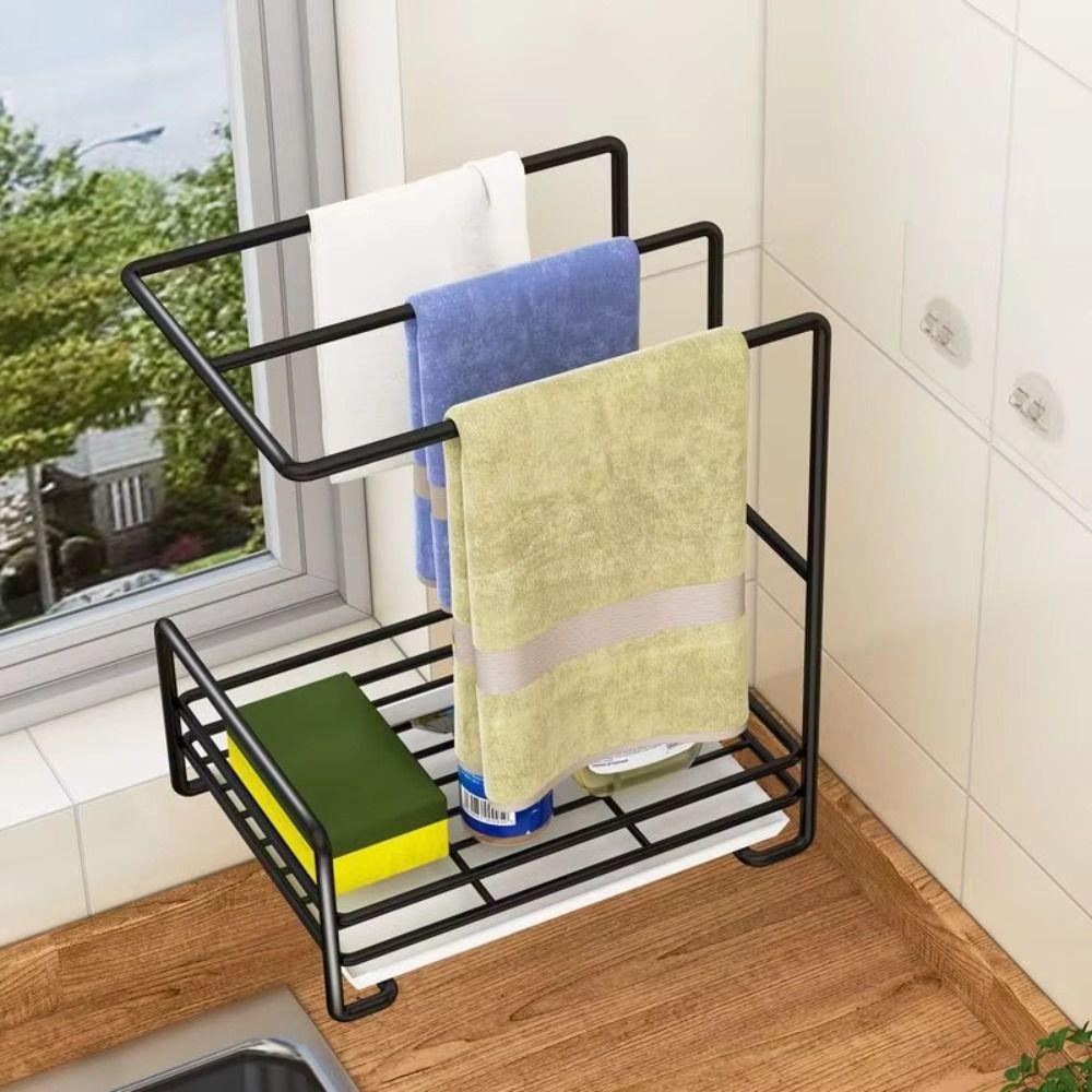 Easy Clean Tabletop Storage Rack Punch Free Drainer Shelf Durable Bathroom Shelf