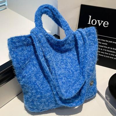 New Lazy Wind Plush Shoulder Bag Fashion Handbag Bag Casual Large Capacity Women's Work Commuter Bag