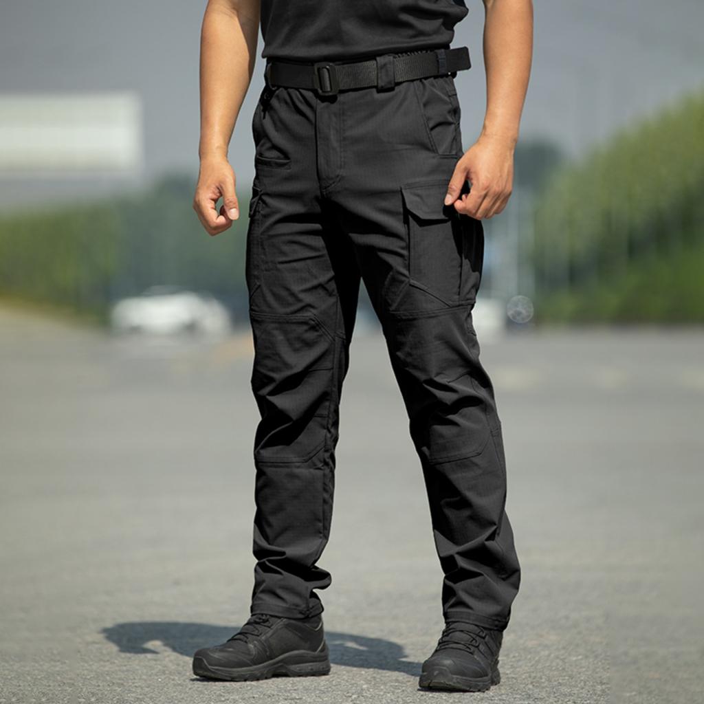 Men's Cargo Pants with Elastic Waist Button Closure, -, -, 8 Pockets, Breathable for Outdoor Work