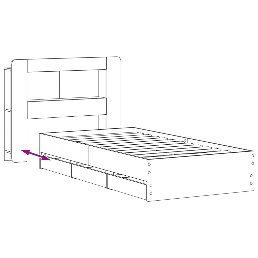 Bed Frame with Storage Space Grey Sonoma 80 x 200 cm Engineered Wood