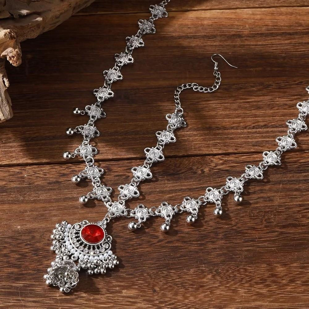 Retro Ethnic Style Headdress Multifunctional Forehead Pendant Tassel Forehead Chain Silver Color Beads Tassel Hair Accessories