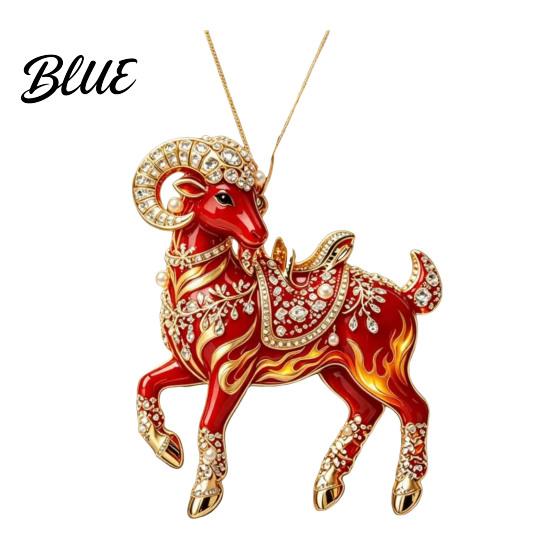 Acrylic Goat Hanging Ornament Christmas Tree Pendant Decorative with Decoration Rhinestone Golden Cord for New Year Party Xmas Pendant