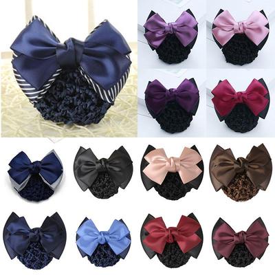 Hair Clips Mesh Hair Rope Satin Bow Barrette Hair Clip Cover Bowknot Bun Snood Hair Accessories Acessorios Para Cabelo