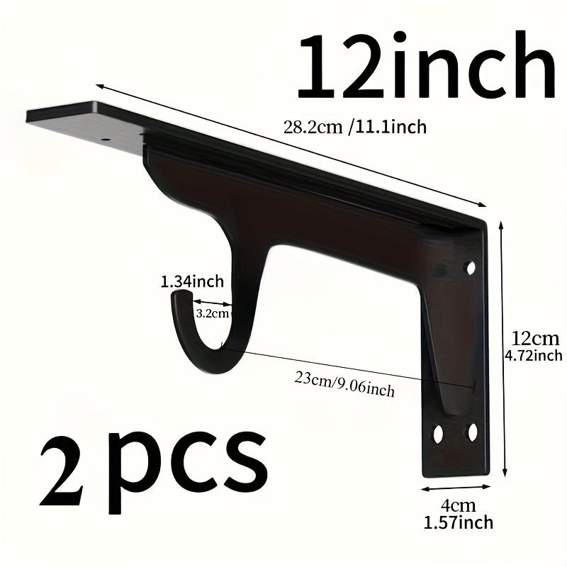 2-Pack Heavy-Duty Cold-Rolled Steel Triangle Brackets, Industrial Wall-Mounted Support for Coat Rack, TV Stand & Storage Display