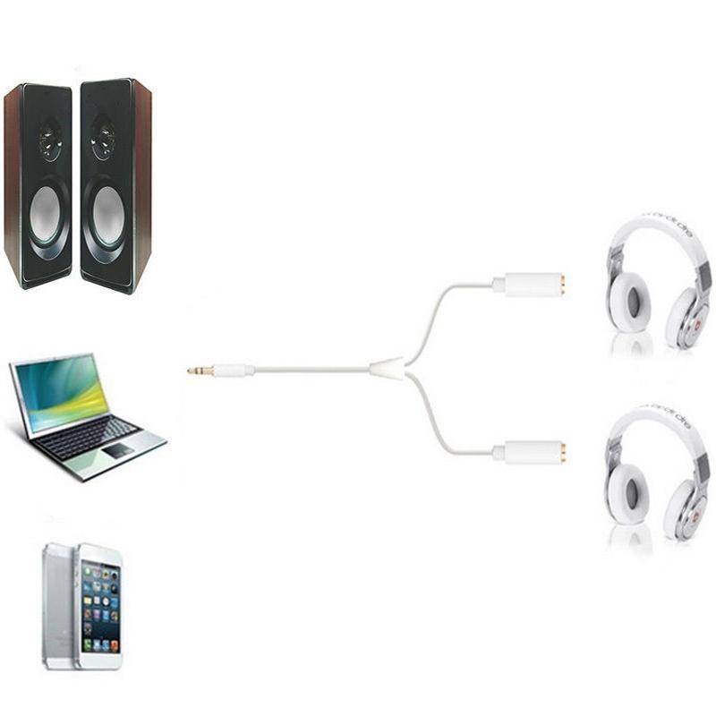 3.5mm Audio Mic Splitter Y Cable Headphone Adapter 1 Male Jack To 2 Dual Female