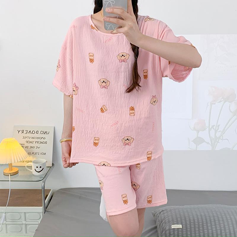 Women s Plus Size Cloud Cotton Summer Pajama Set: Short-Sleeved and Shorts - Casual, Cute, and Comfortable Size 2 (Fits 120-160 lbs)