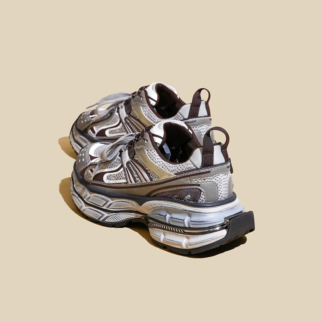 European Station silver thick-soled heightening dad shoes for women 2025 autumn and winter new mesh breathable sports and leisure shoes for women