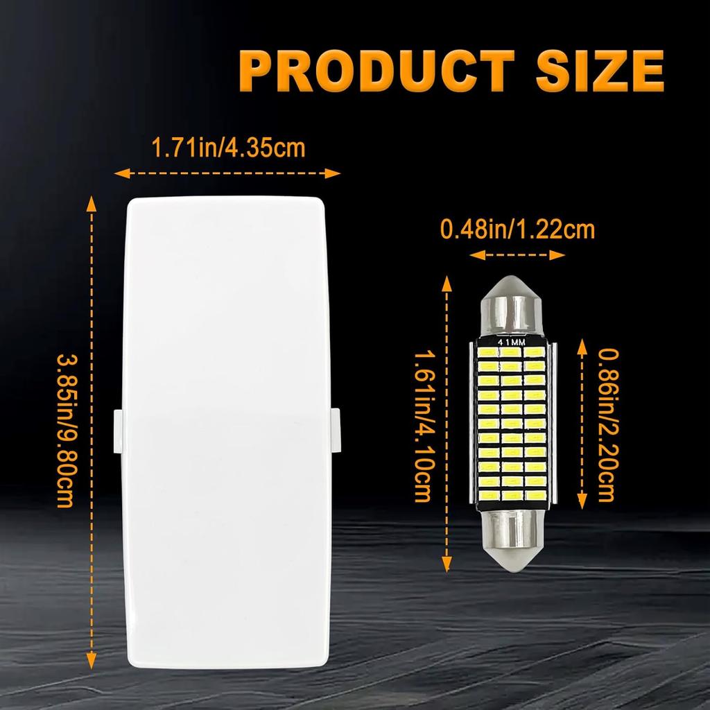 Dome Light Lens Cover Interior Roof Map Housing with LED White Blubs, Compatible with Chevy S10 1982-2003, Blazer 1973-1991, S10 Blazer 1983-1991,