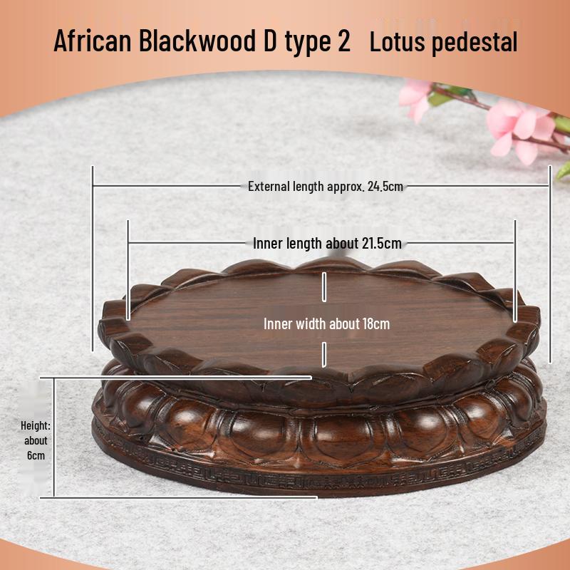 Ebenholz Guanyin Bodhisattva Lotus Sockel, Massivholz geschnitzter runder Opfertablettständer