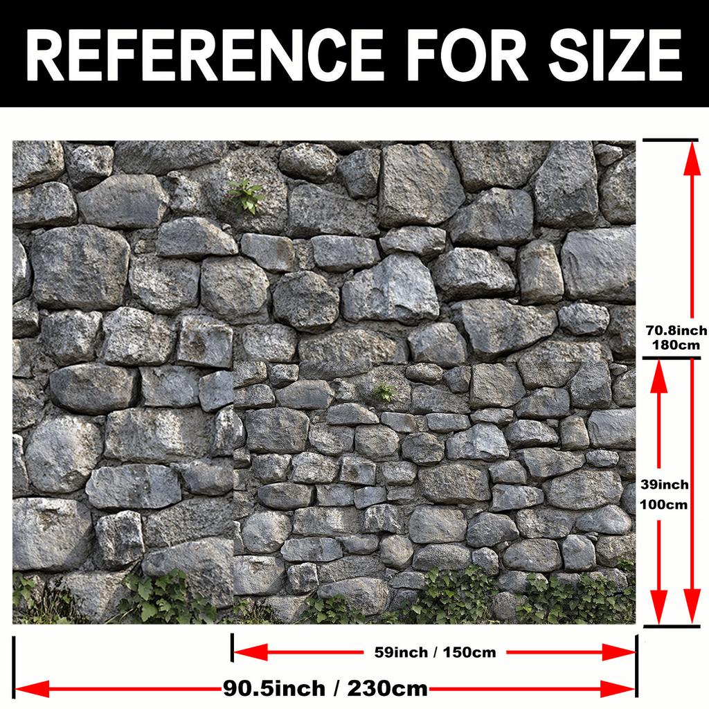 Retro Stone Brick Wall Background - A Multi-functional Polyester Background Suitable for Family Teenage and Adult Portraits