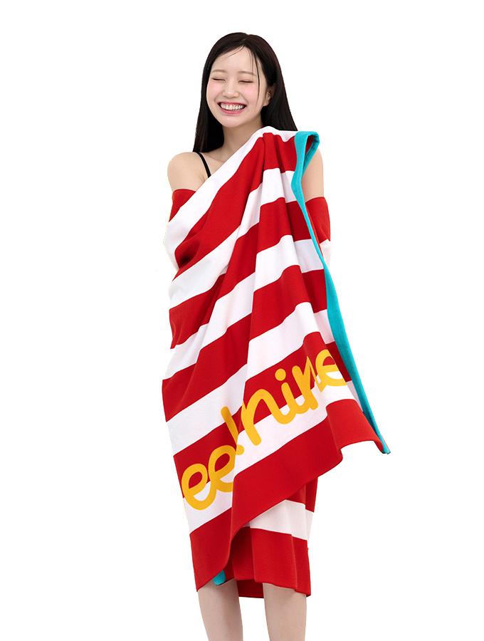 Wikeunain Quick-Absorbing Swim Play Line Beach Towel _ Red