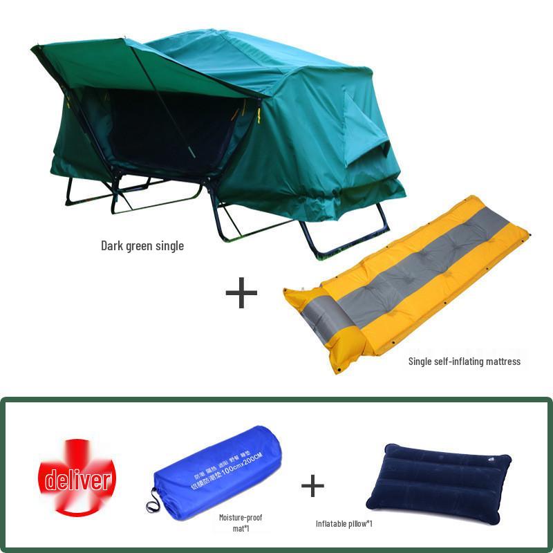 Double Layer Stormproof Outdoor Tent for Two - Rainproof, Thickened, Off-Ground, Perfect for Camping, Cold Weather, and Fishing