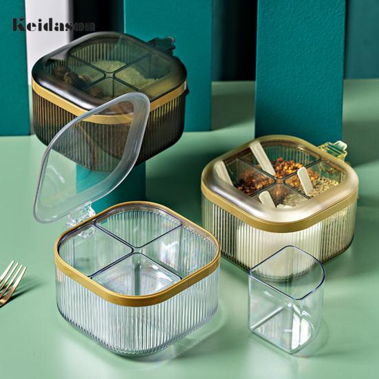 

Пищевая ручка Толстый материал Контейнер для приправ Кухонный резервуар с четырьмя ложками Расходные материалы